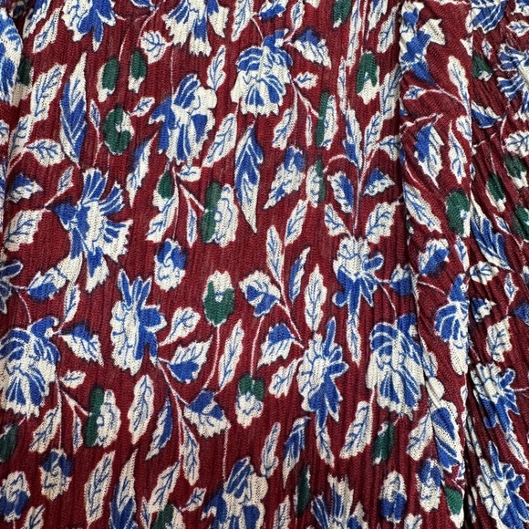 Mango | Fall Floral Print Long Sleeve Dress | Tiered Crepe Midi | Size 6 - Picture 4 of 8